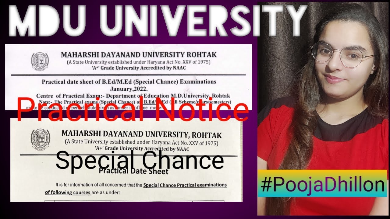 MDU Practical Notice||MDU Practical Special Chance||Practical Exam Date sheet