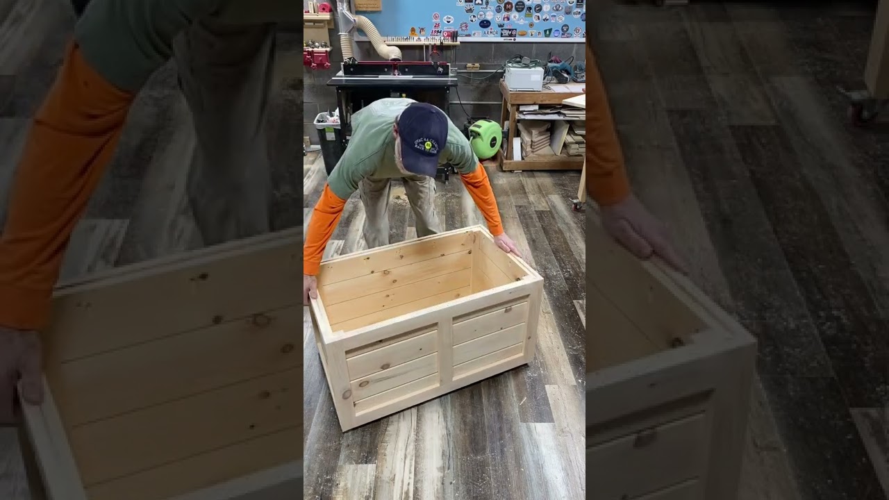 Farmhouse toy box , full frame over barn siding