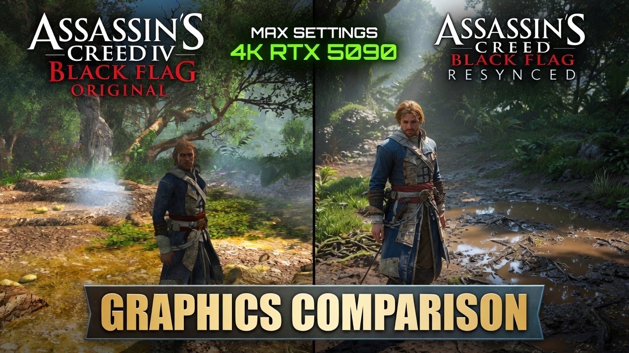AC Black Flag: Оригинал против отредактированного ремейка &mdash; Сравнение графики в 4K на максимальны...