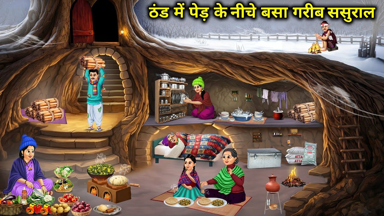 ठंड में पेड़ के नीचे बसा गरीब ससुराल || Poor In-Laws House Settled Under Tree Cold || Cartoon Video