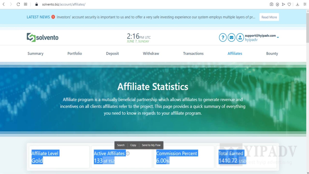 Hyipadv | Hyip monitor result for solvento.biz