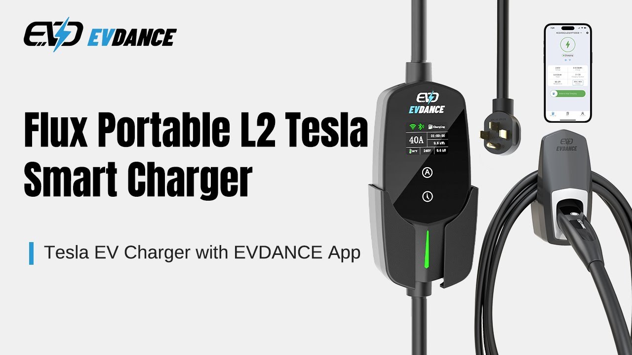 Flux | EVDANCE Portable Level 2 Tesla EV Charger with EVDANCE App | 240V | 40A | NEMA 14-50