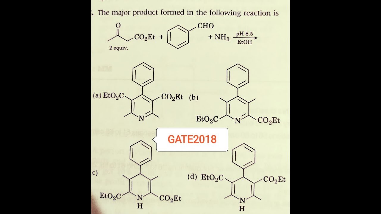 Hantzsch Dihydropyridine Synthesis (Pyridine) Mechanism GATE2018