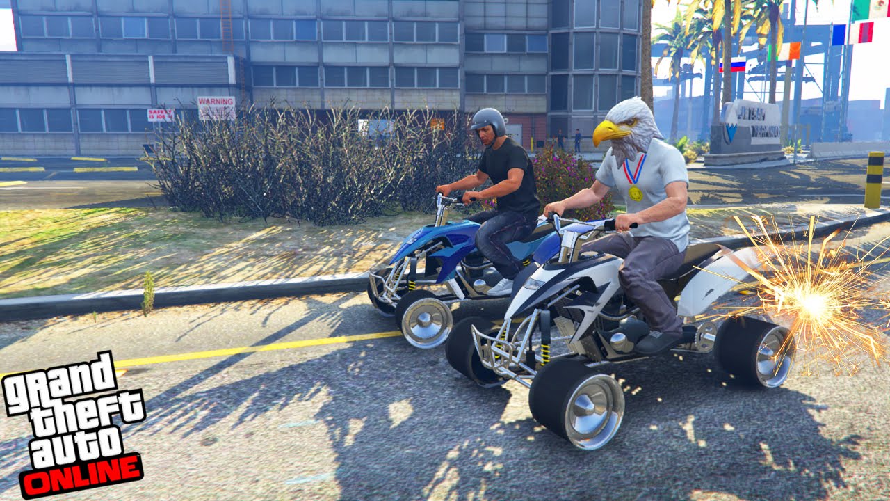 GTA V - Online - TROLLADO PELO BOMBEIRO! RACHA DE QUADRICICLO SEM PNEU!