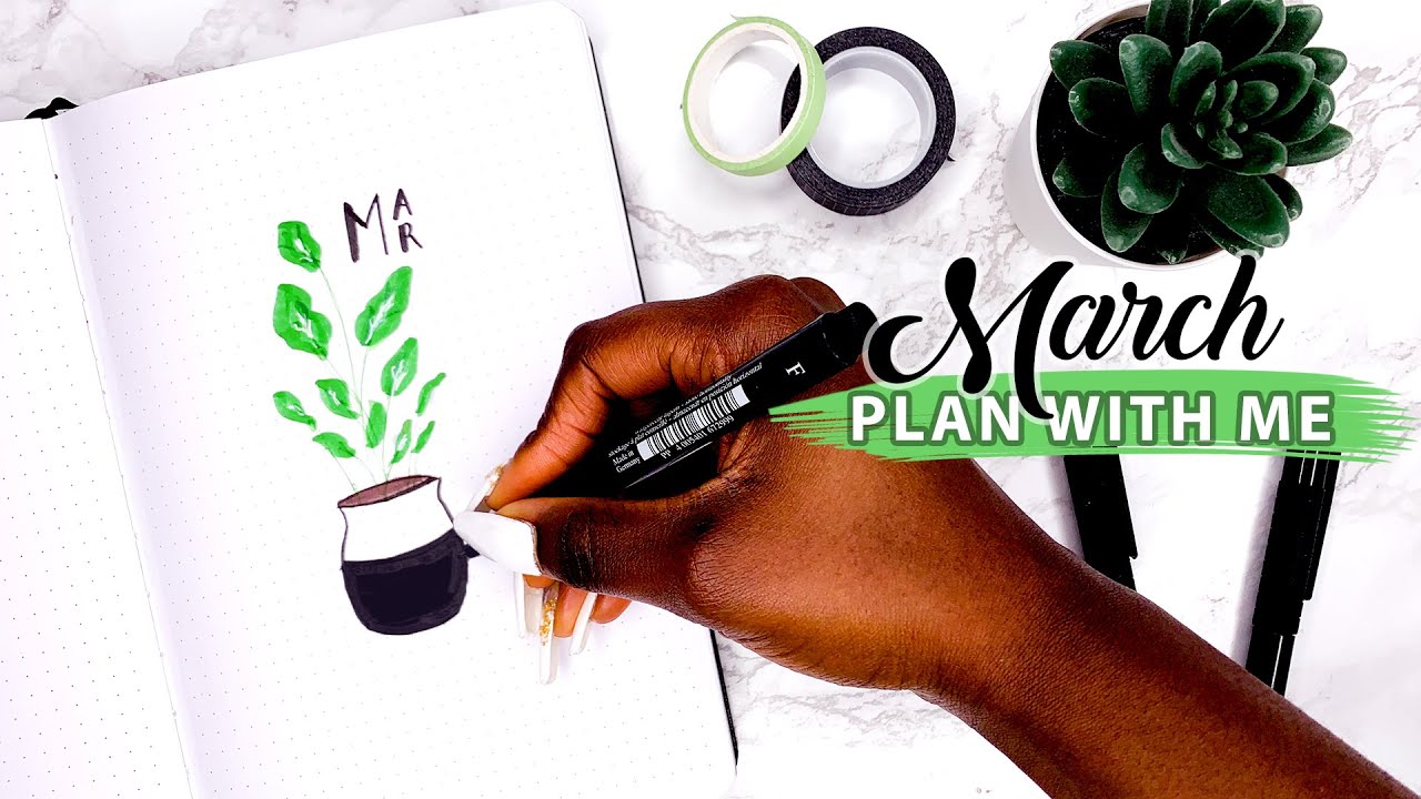 PLAN WITH ME | Simple March 2021 Bullet Journal Set Up | Plants Theme