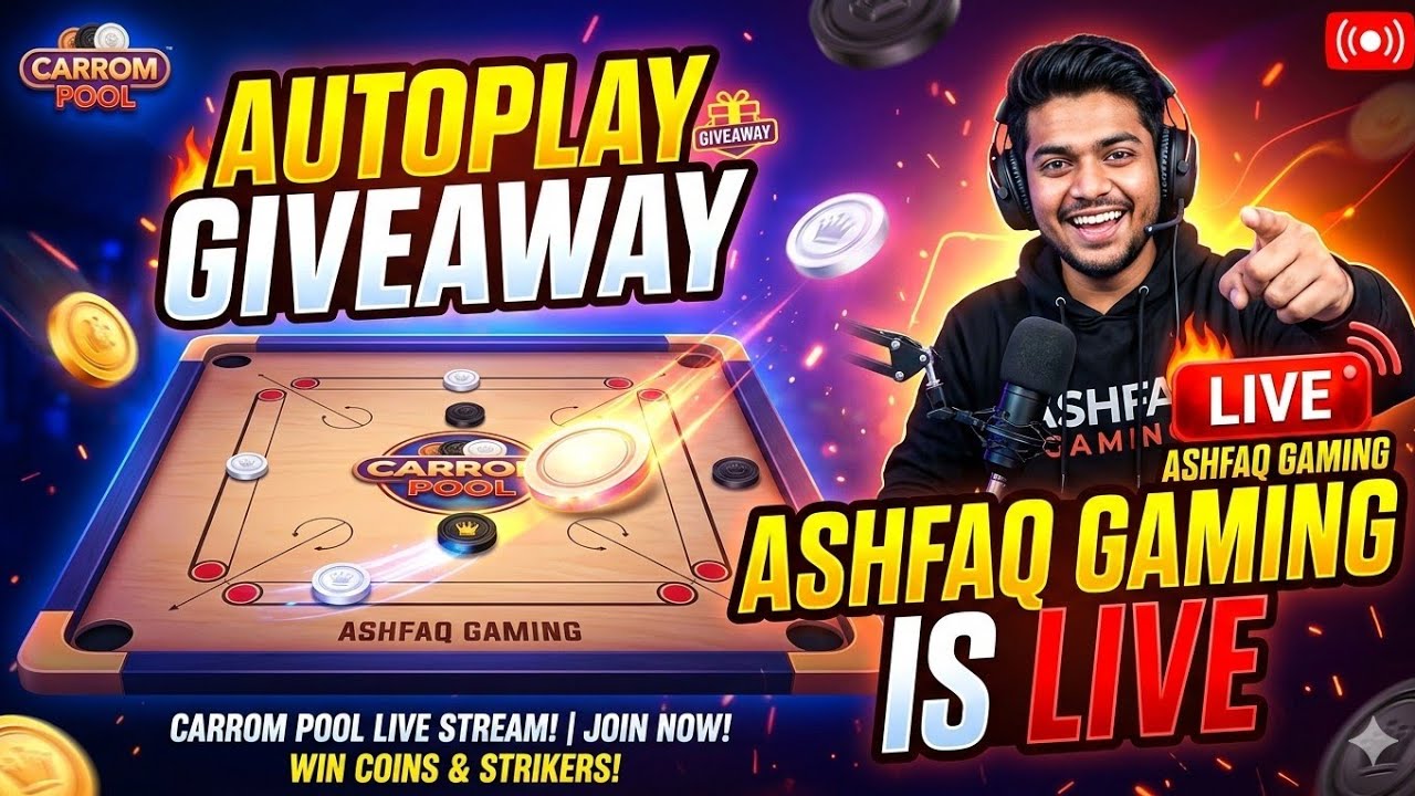 Ashfaq gaming  is live! 🛑 carrom disc pool auto gameplay 🎮