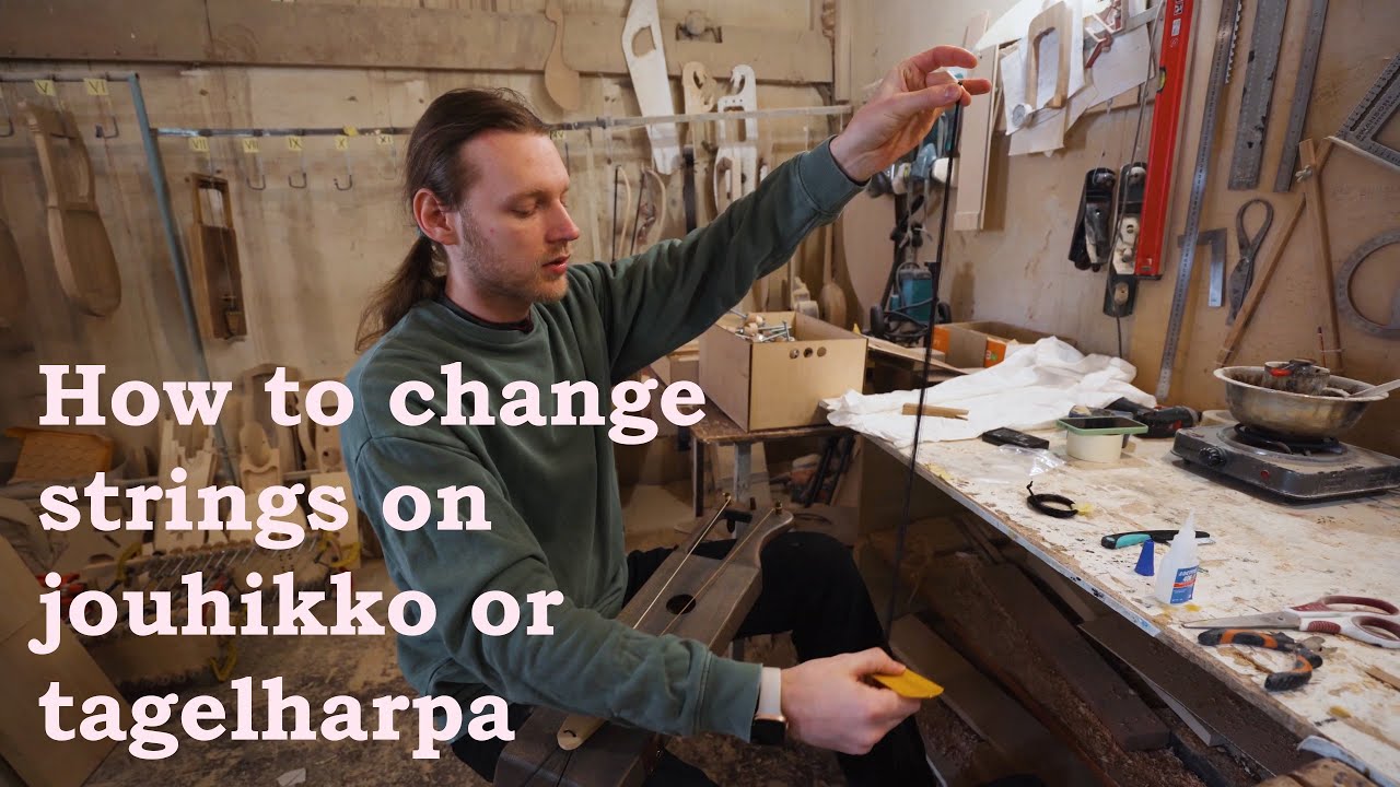 How to change horsehair strings on jouhikko or tagelharpa - video instructions with eng subtitles