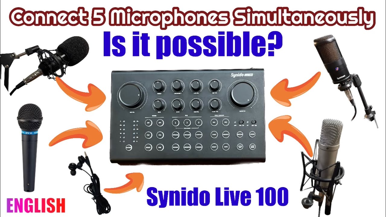 Connect 5 Microphones Simultaneously to Synido Live 100 Sound Card / Audio Interface
