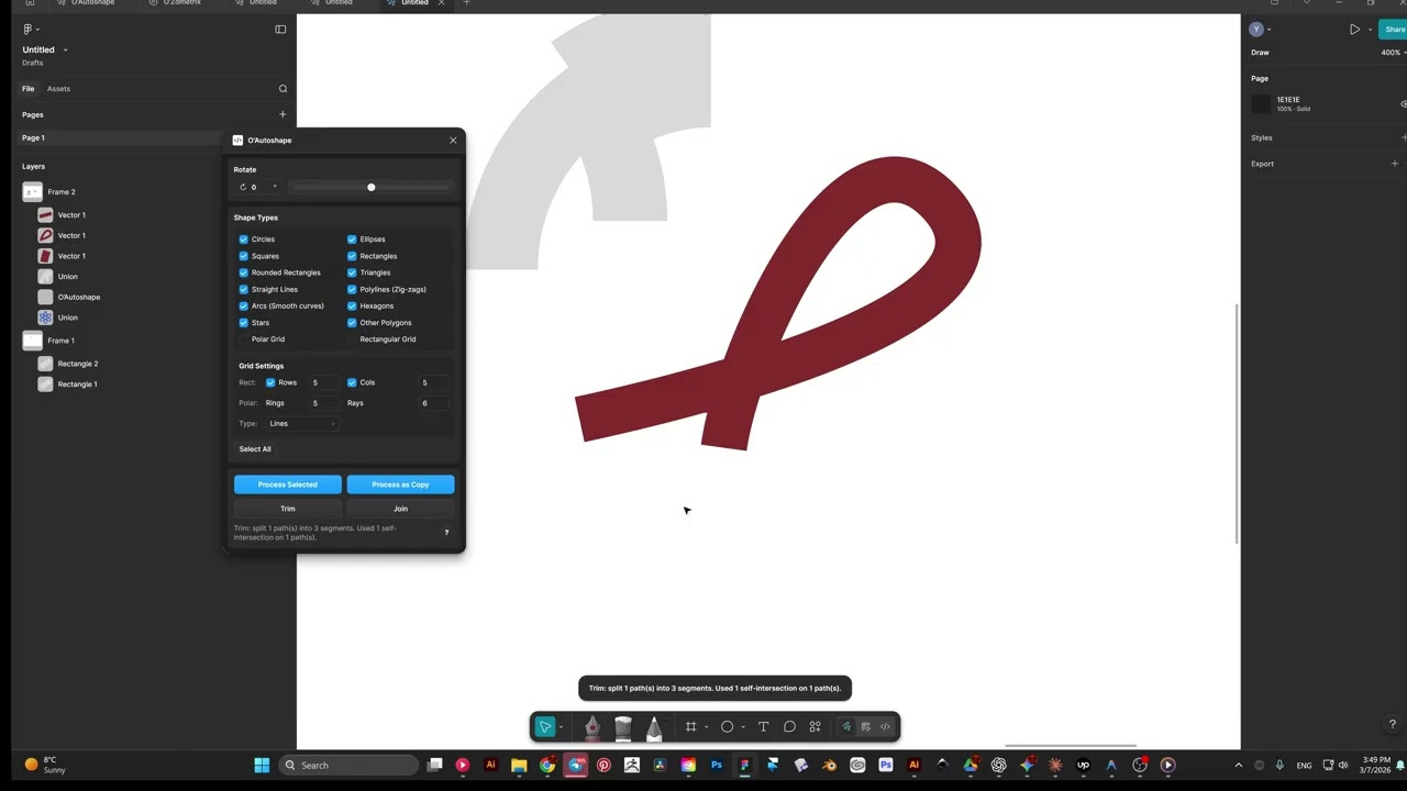 How to trim shapes in Figma