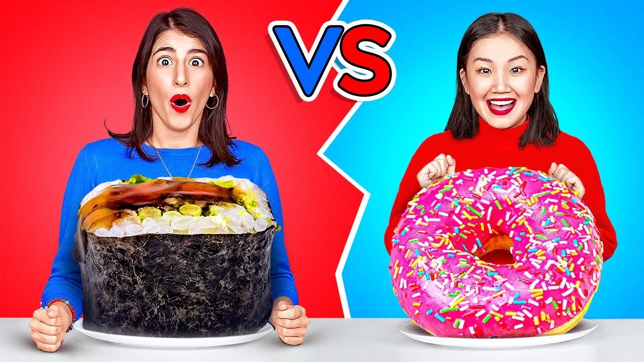 DÉFI GROS VS PETIT ! Le Premier à Terminer Son Plat Gagne ! Défis Alimentaires par 123 GO! CHALLENGE