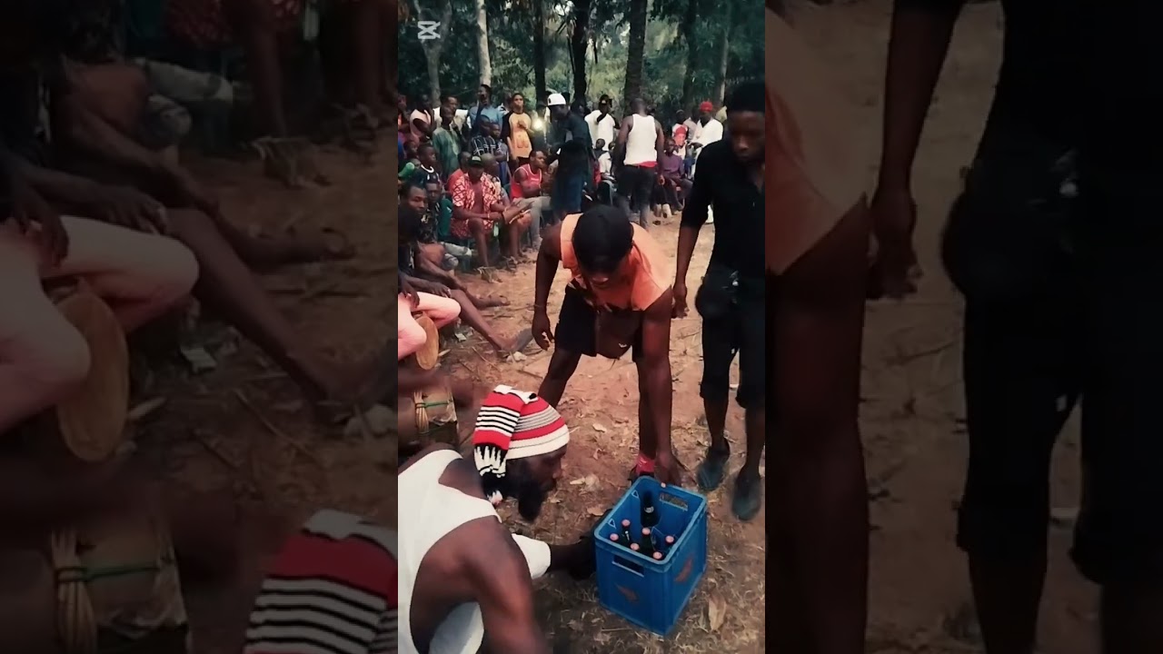 Wonderful cultural display by Igbo masquerade in an African village square