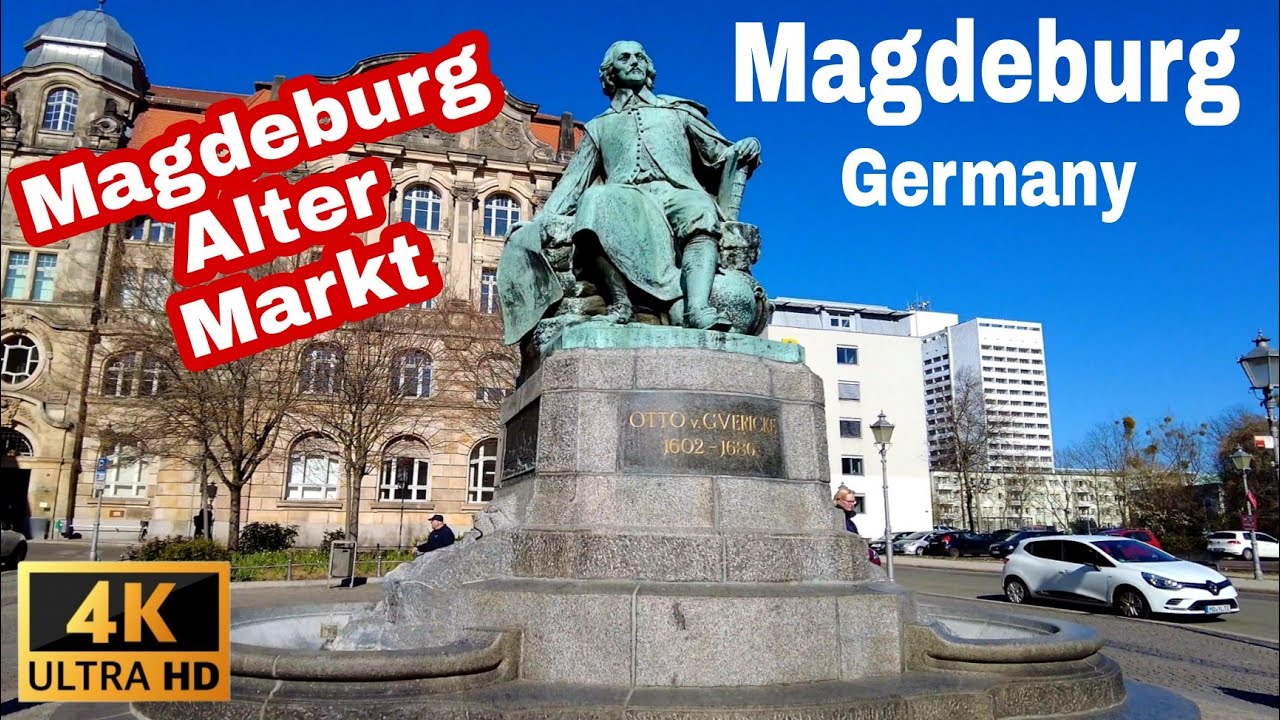 Magdeburg | Walking Tour around Magdeburg Alter Markt - March 2022 - 4K