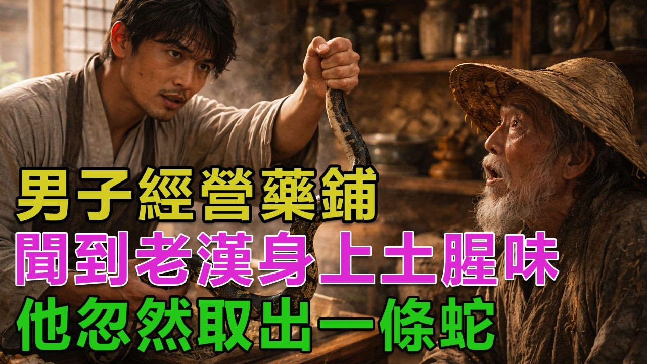 民間故事：男子經營藥鋪，聞到老漢身上土腥味，他忽然取出一條蛇