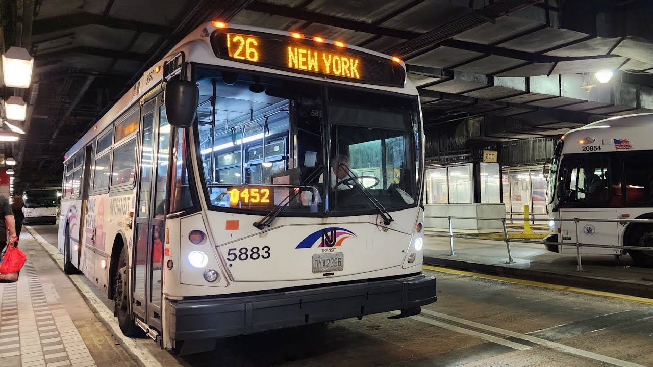 NJ Transit: A Busy Ride Aboard 2011 NABI 416.15 40-SFW 5883 On The 126 To New York • 10/01/2023