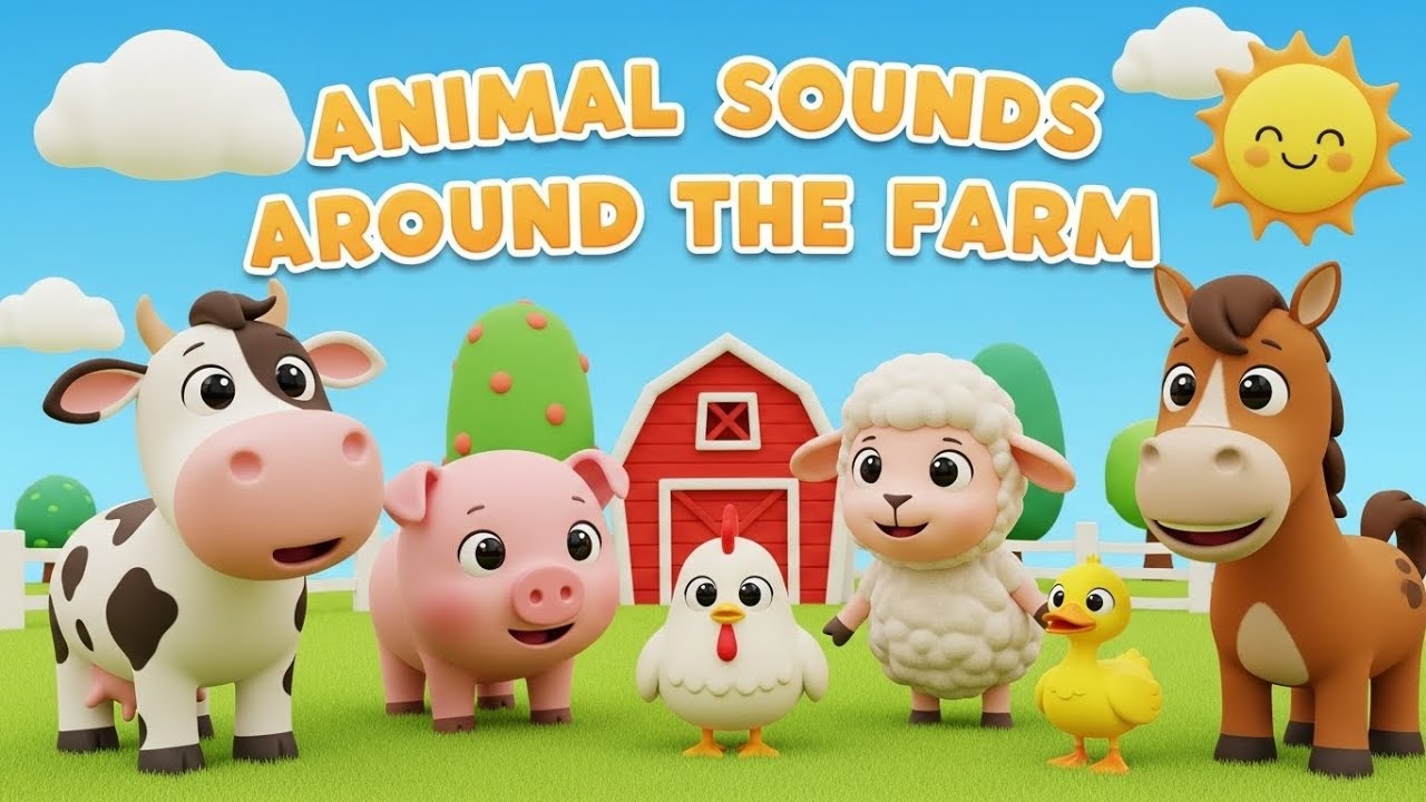 Animal Sounds Around the Farm 🐮🐷🐔 | Fun Farm Animals Sounds for Kids & Toddlers