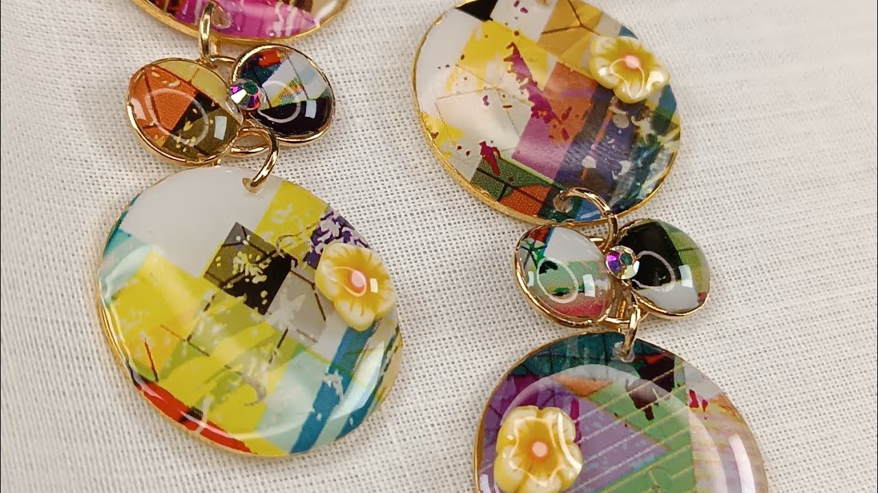tutorial #resinauv - 1° part - orecchini con foil fantasia e bezel