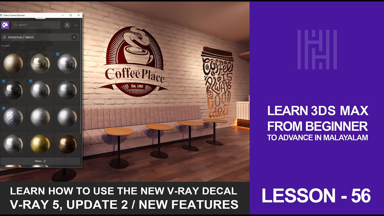 3Ds Max Tutorial Lesson 56 / Learn How To Use The New V Ray Decal / V-Ray 5, Update 2 / New Features