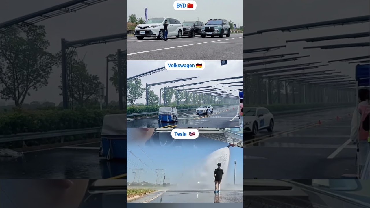 Automatic Emergency Braking (AEB) Comparison: BYD vs Tesla vs VW #shorts