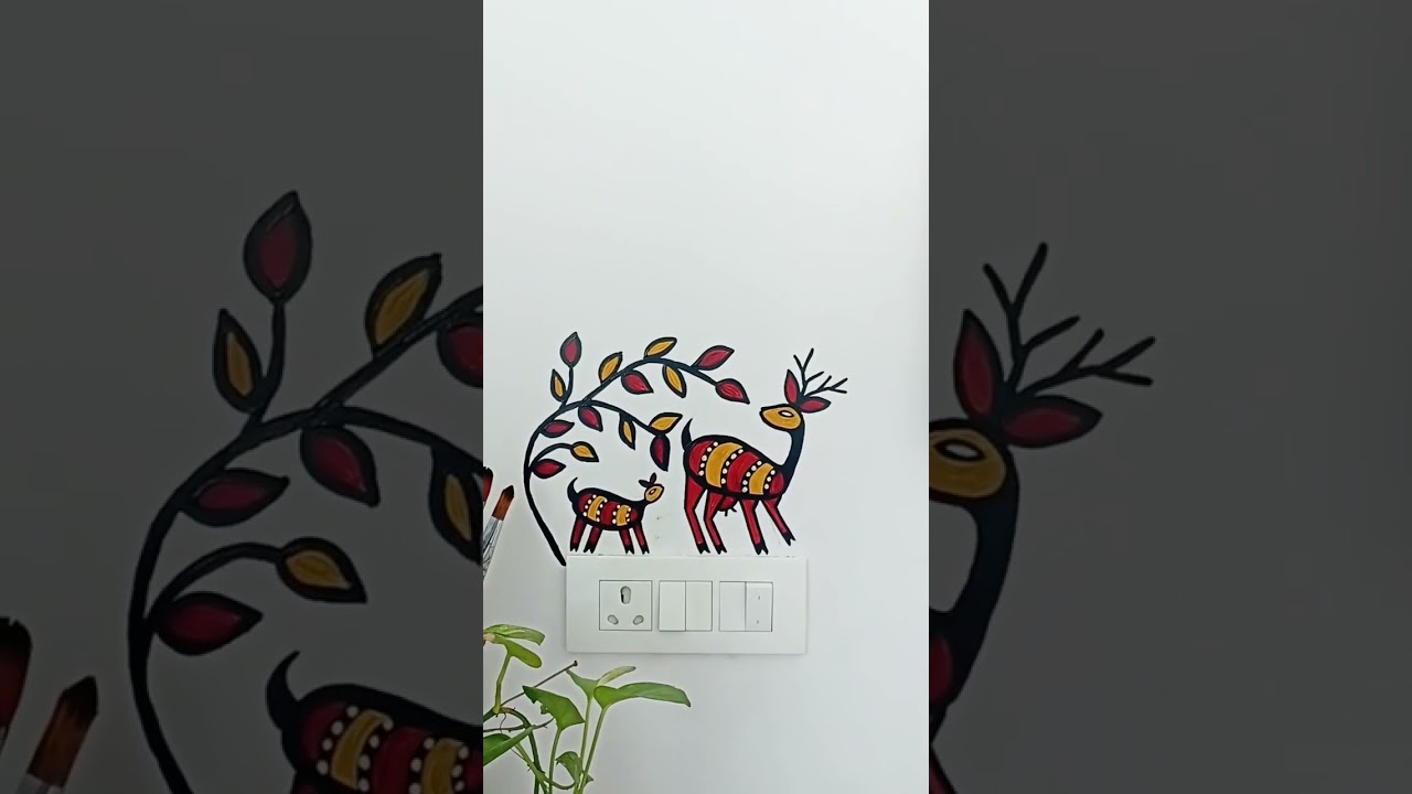 sohrai painting on wall/acrylic painting..#sohrai #wallpainting #acrylicpainting