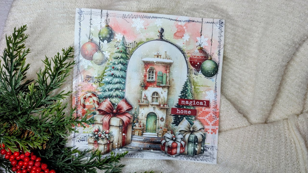 Mixed media Christmas journal page 