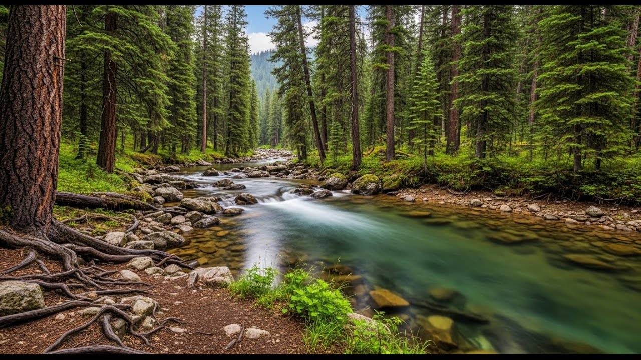 Peaceful Flowing River 🌊 Natural Ambience Sound for Deep Sleep and Stress Relief #756
