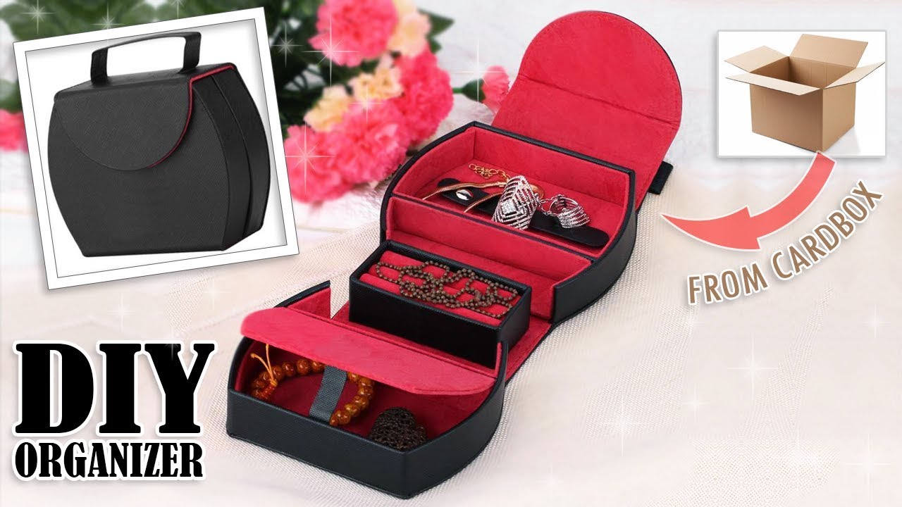DIY PORTABLE ORGANIZER BOX STORAGE BAG AWESOME // Jewelry Case Organizer Tutorial From Cardbox
