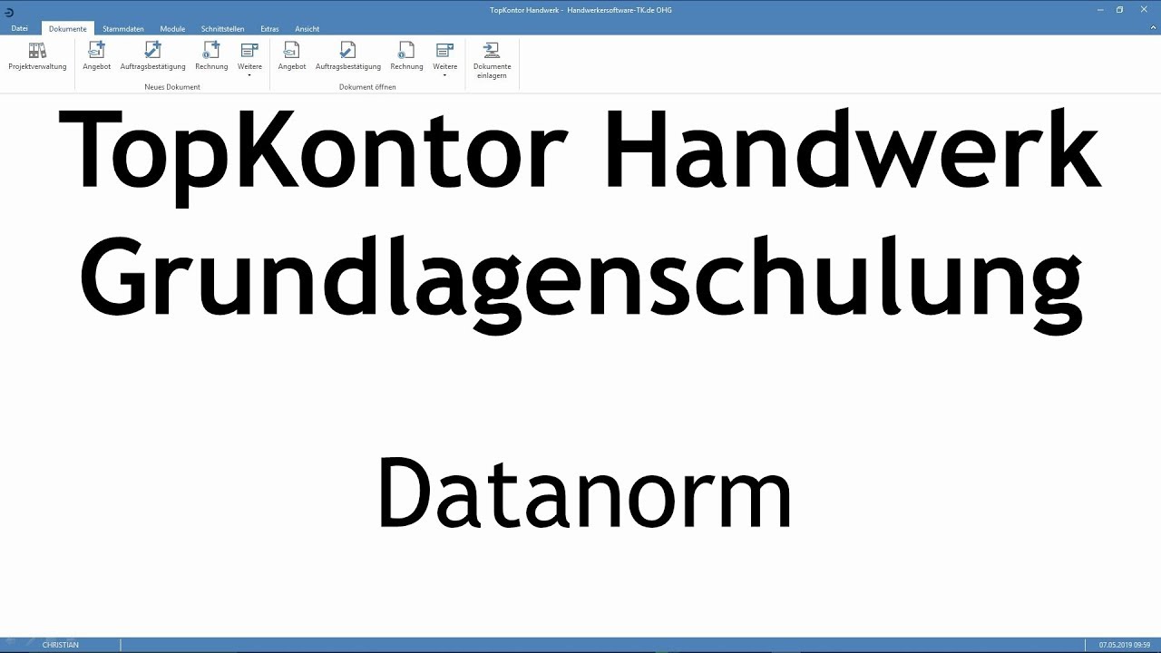 TopKontor Handwerk Schulungsvideo Nr. 7 (Datanorm)