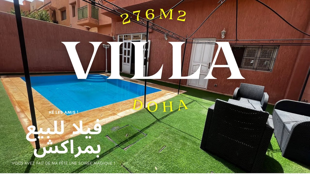 فيلا 🏠276 متر✍️للبيع👉بمراكش الضحى تاركة👌فصالة رائعة🫶وموقع قريب من جميع المرافق💁‍♂️الثمن 295 م