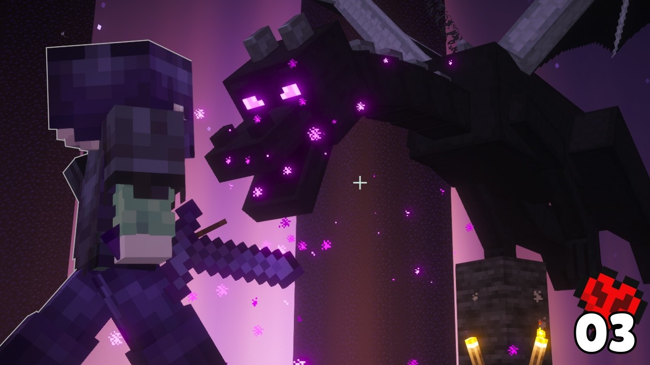 My First Ender Dragon Fight in HARDCORE Minecraft!!