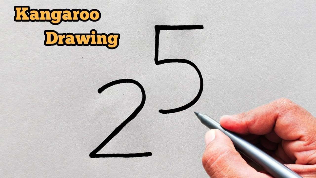 How to draw kangaroo from number 25 | Easy kangaroo drawing for beginners