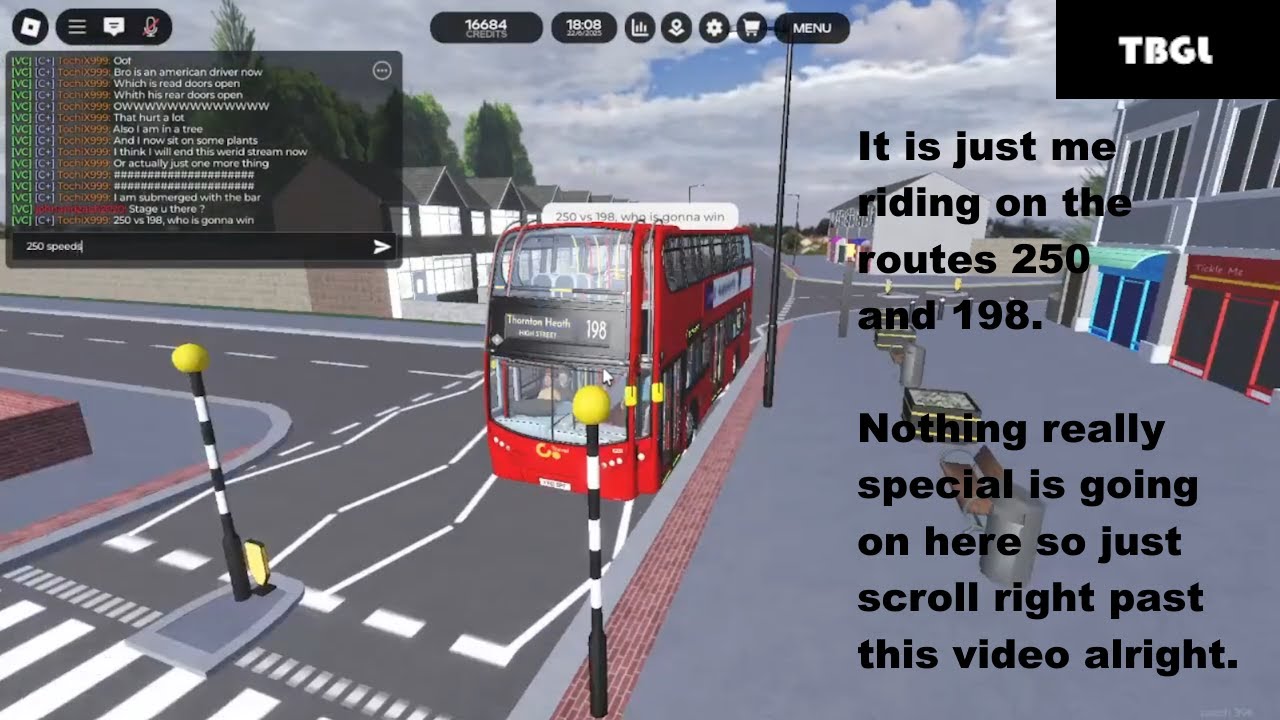 Goffy ahh ride on the routes 250 and 198 in Roblox Croydon