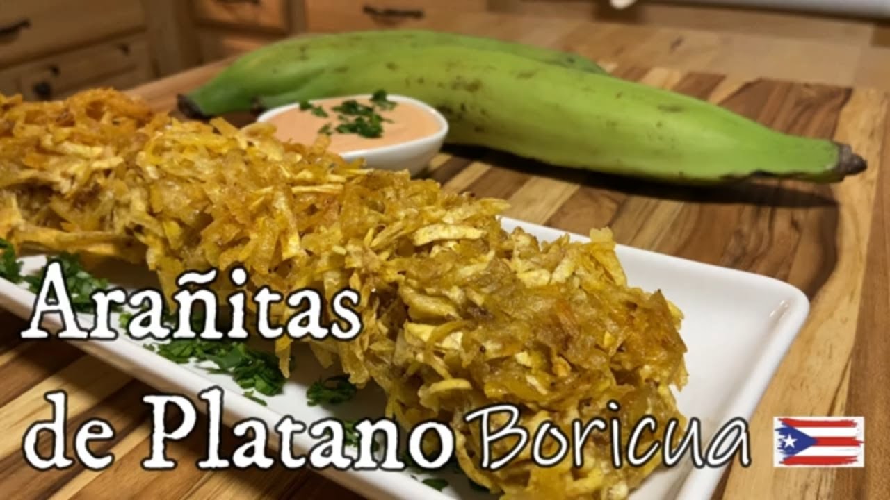 Arañitas de Platano Boricua paso a paso (fried Plantain Arañitas)