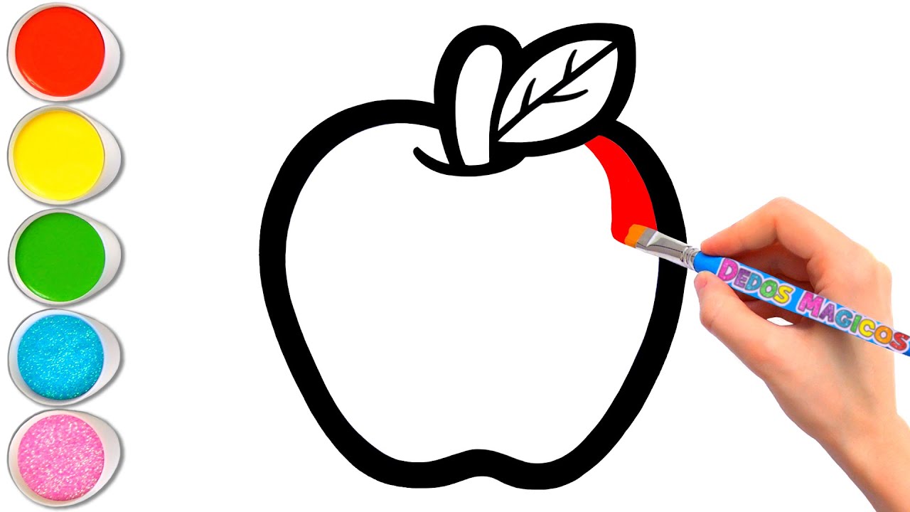 Dibujemos y Coloreemos una Manzana con 8 Frutas m&aacute;s 🍎🍊🍌🍒 Frutas Saludables #81