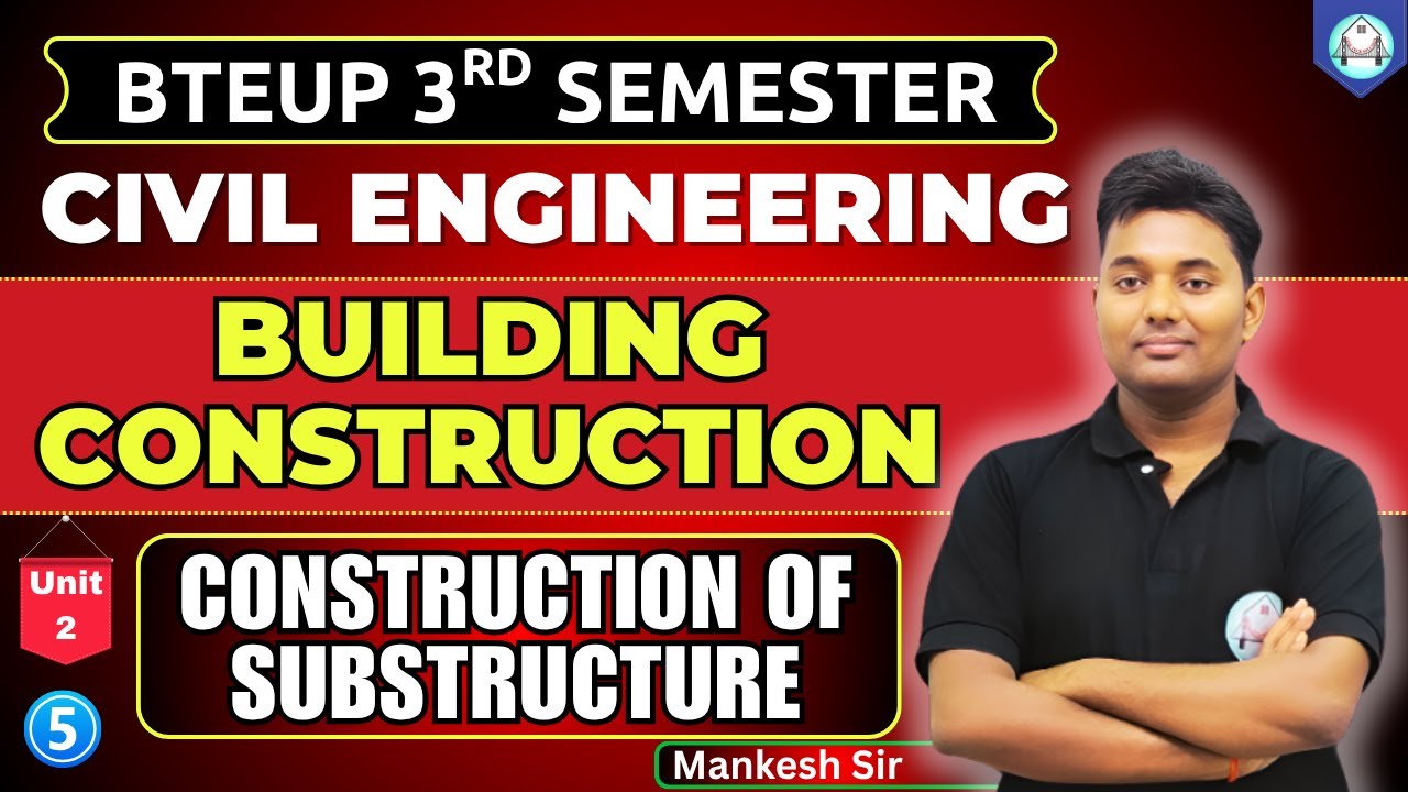 🔥BTEUP Third Sem | Building Construction | Unit-2| Construction of Structure | By-Mankesh Sir