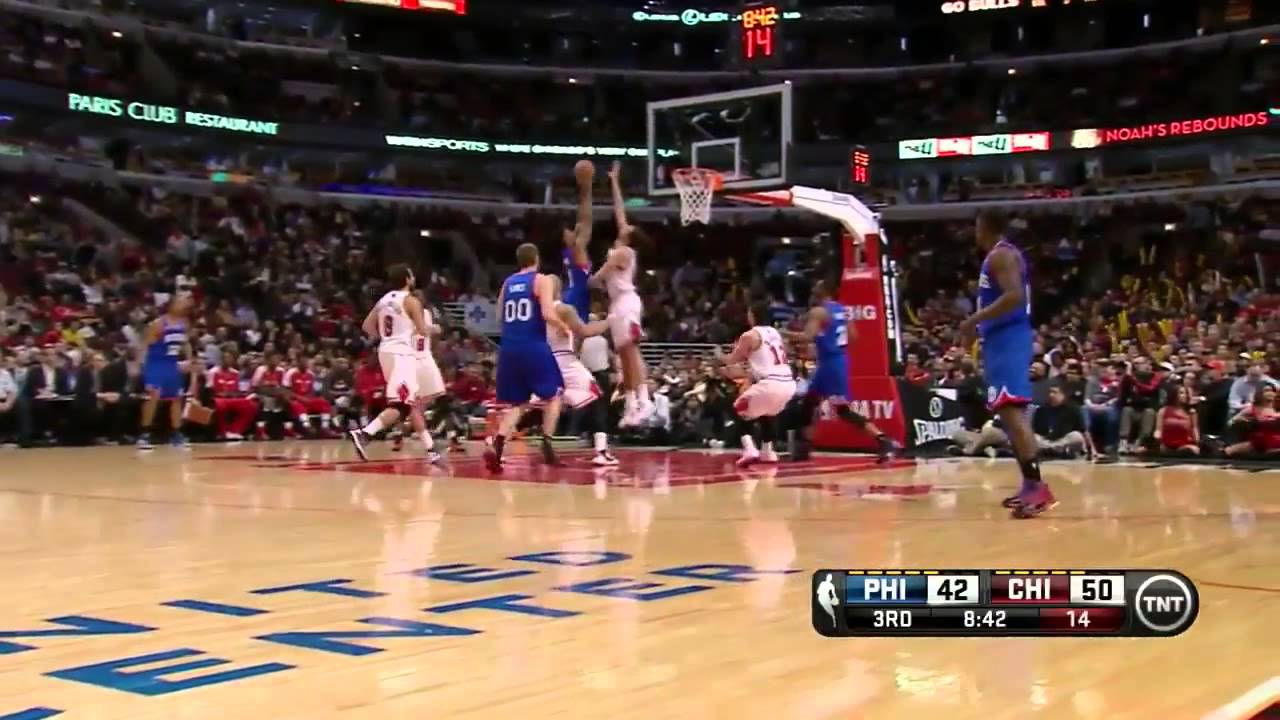 Joakim Noah triple double (11 blocks 21 rebounds 23 points) vs Sixers full highlights 02/28/2013 HD