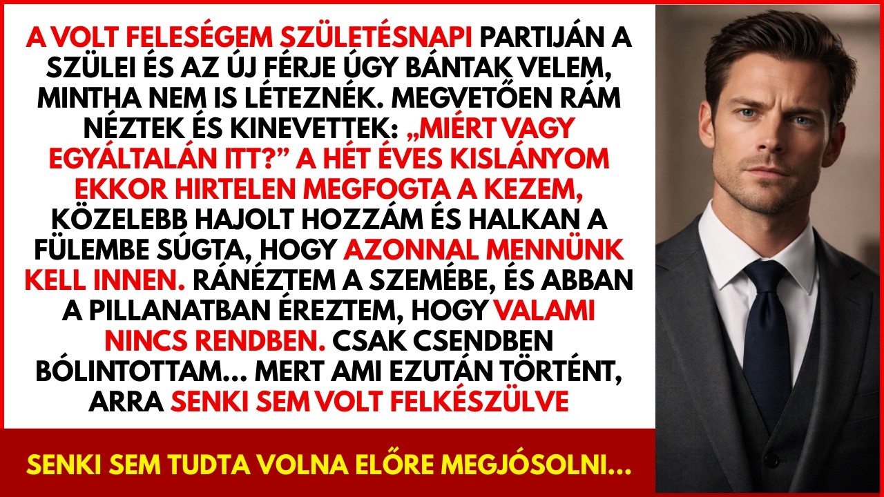 A 7 éves lányom suttogta: „El kell mennünk” a volt feleségem partiján… Ami ezután történt, sokkolt.