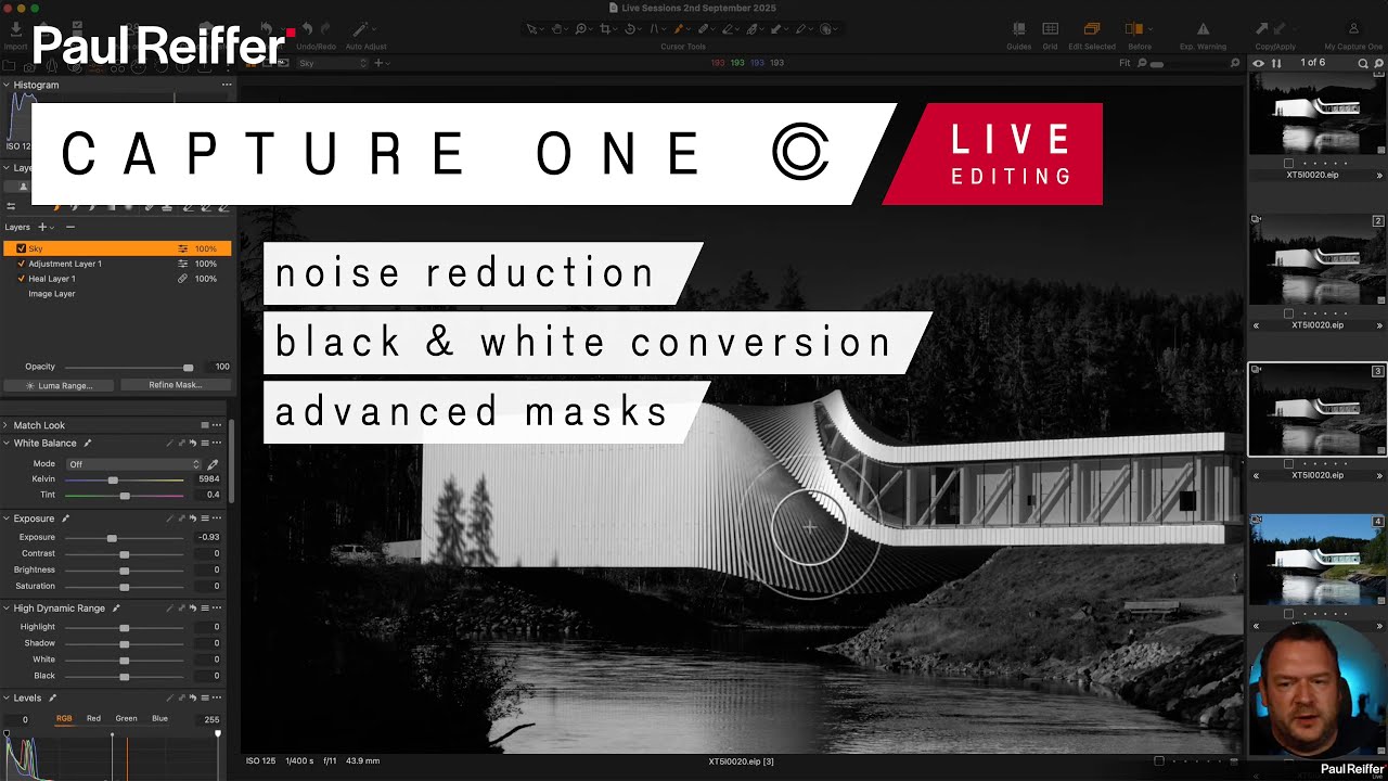 Noise Reduction, B&W Conversion, Advanced Masks - Capture One Live Editing : 2nd September 2025
