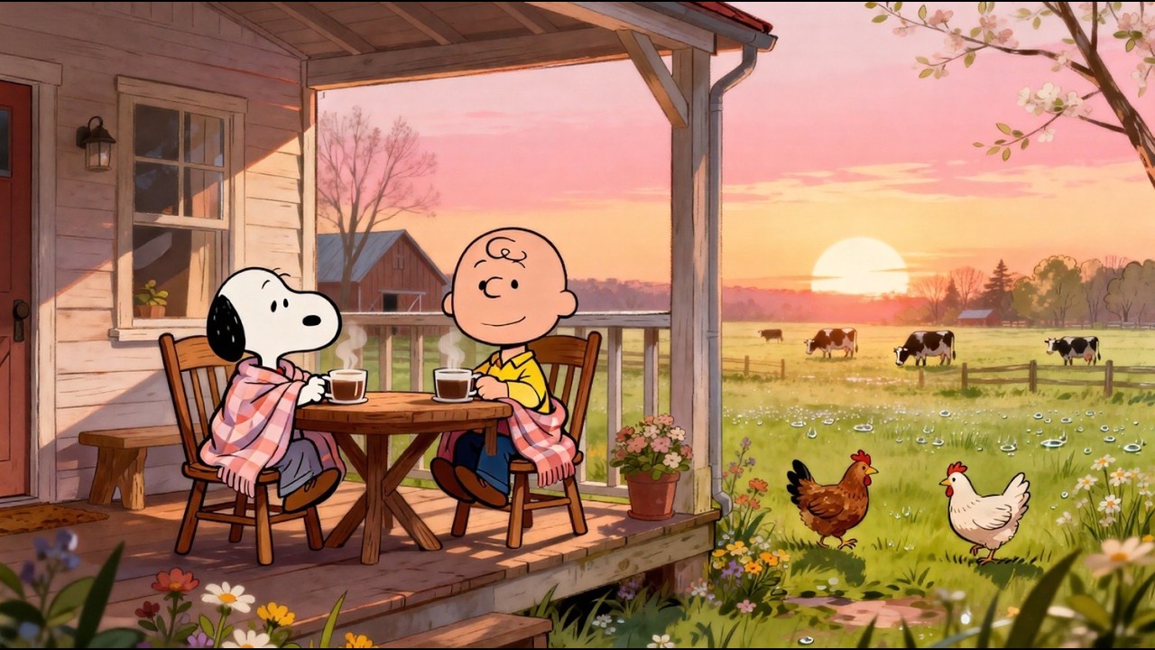 Snoopy Sunrise Farm Jazz 🌅☕ Relaxing Morning Music for Study, Focus, Work & Reading