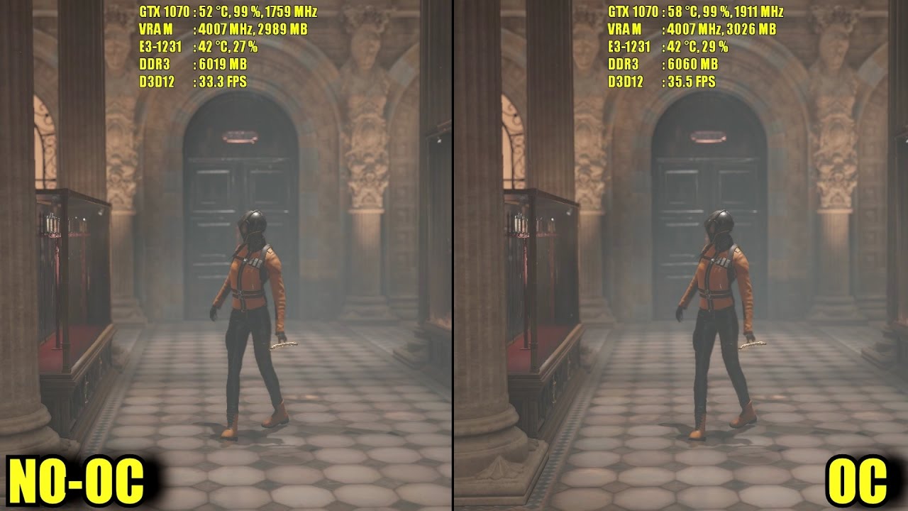 3D Mark Time Spy DX 12: GTX 1070 - STOCK vs OVERCLOCK