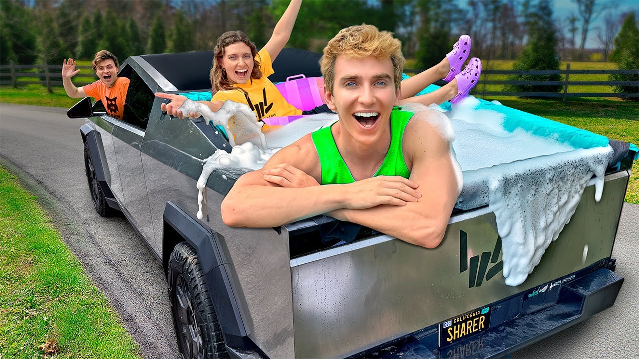 LAST TO LEAVE TESLA CYBERTRUCK HOT TUB WINS!!