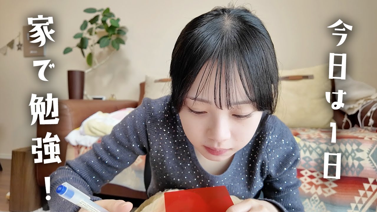 【高3受験生】家で1日勉強する日のVlog📚勉強が捗るお供＆テレビで流すのは…