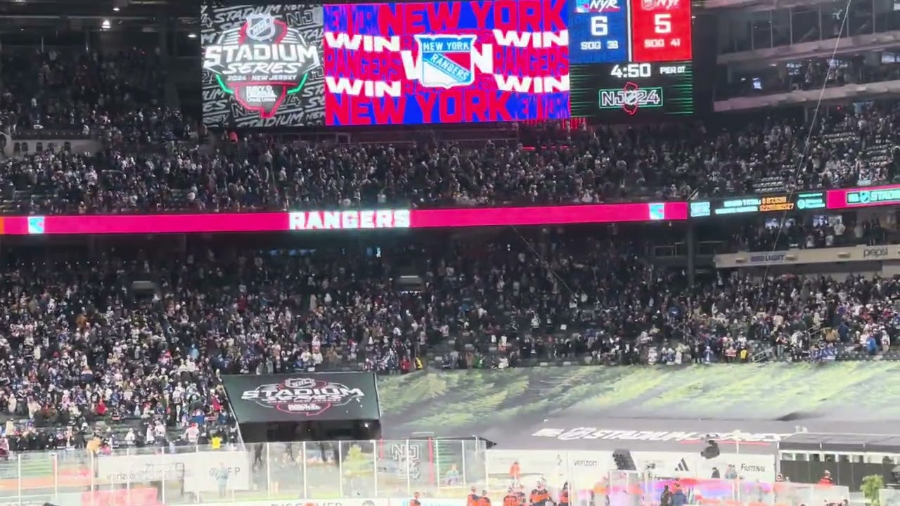 New York Rangers stadium series overtime goal horn at MetLife Stadium