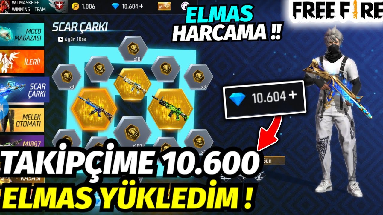 TAKİPÇİME 10.600 ELMAS YÜKLEDİM -YENİ MOCO MAĞAZASI VE MELEK OTOMATINI FULLEDİK - FREE FİRE