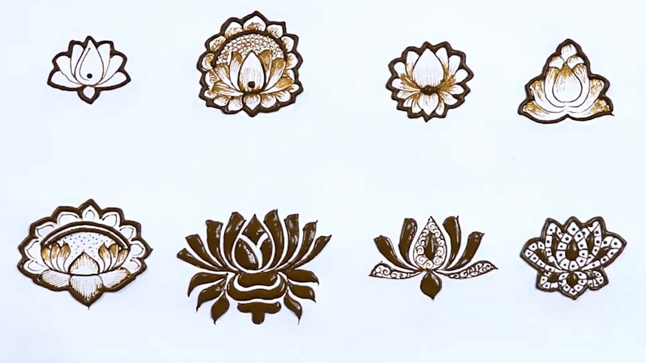 Types of lotus Designs for Beginners  Basics of Mehndi Designs Beginners Tutorial | Letstute Mehndi