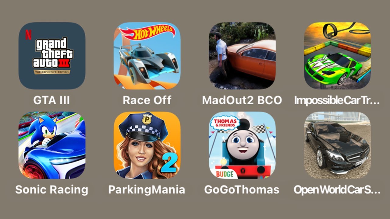 Grand Theft Auto III Definitive Edition,Hot Wheels Race Off,MadOut 2 BCO,Impossible Car Tracks 3D