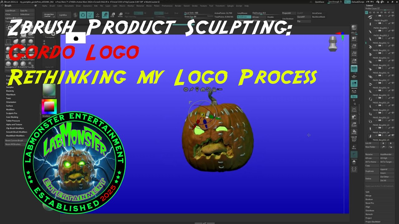 Zbrush Product Sculpting: Gordo Logo, Rethinking my Logo process
