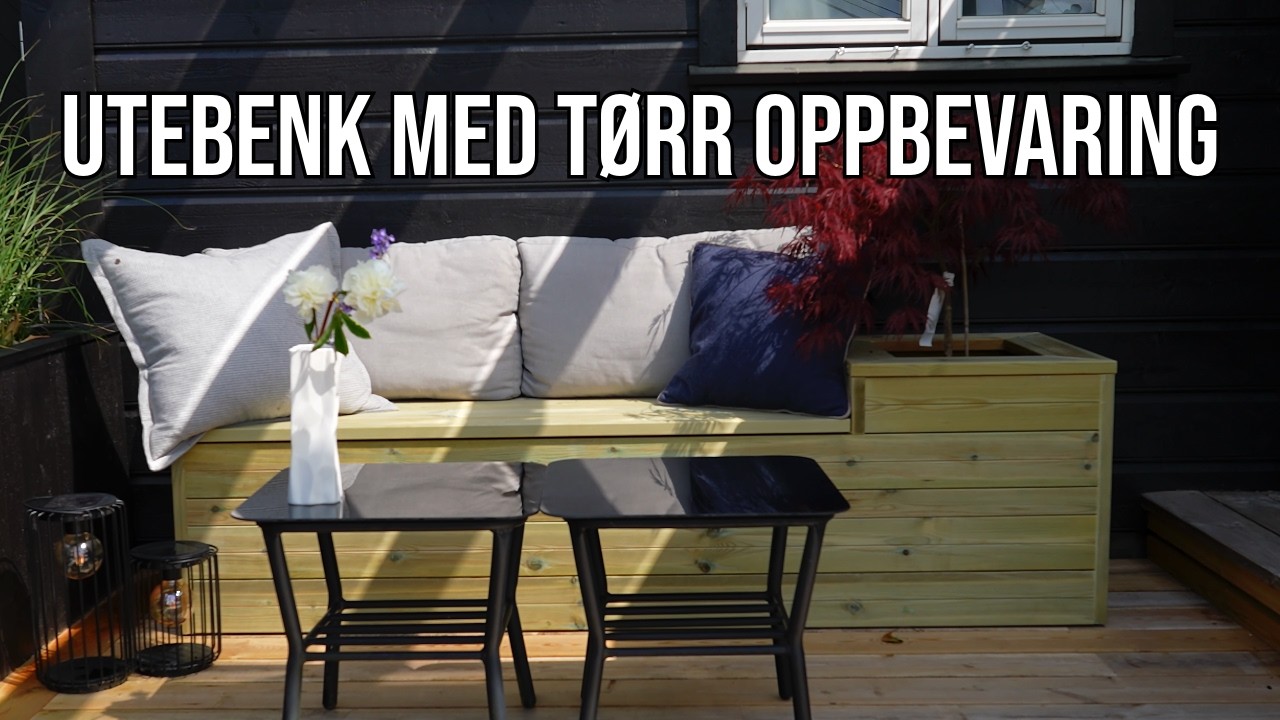 Vanntett sittebenk med puteoppevaring! lag det selv