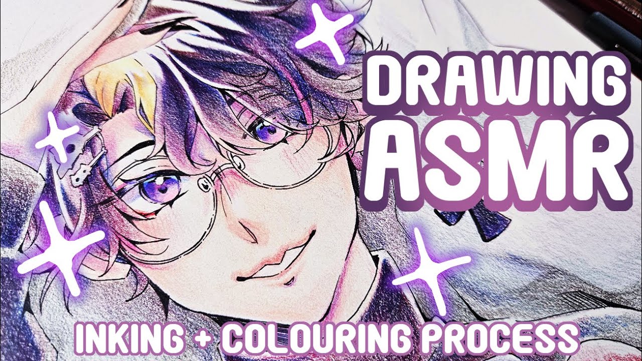 Drawing ASMR | Inking & Colouring Process | No Talking & No Music