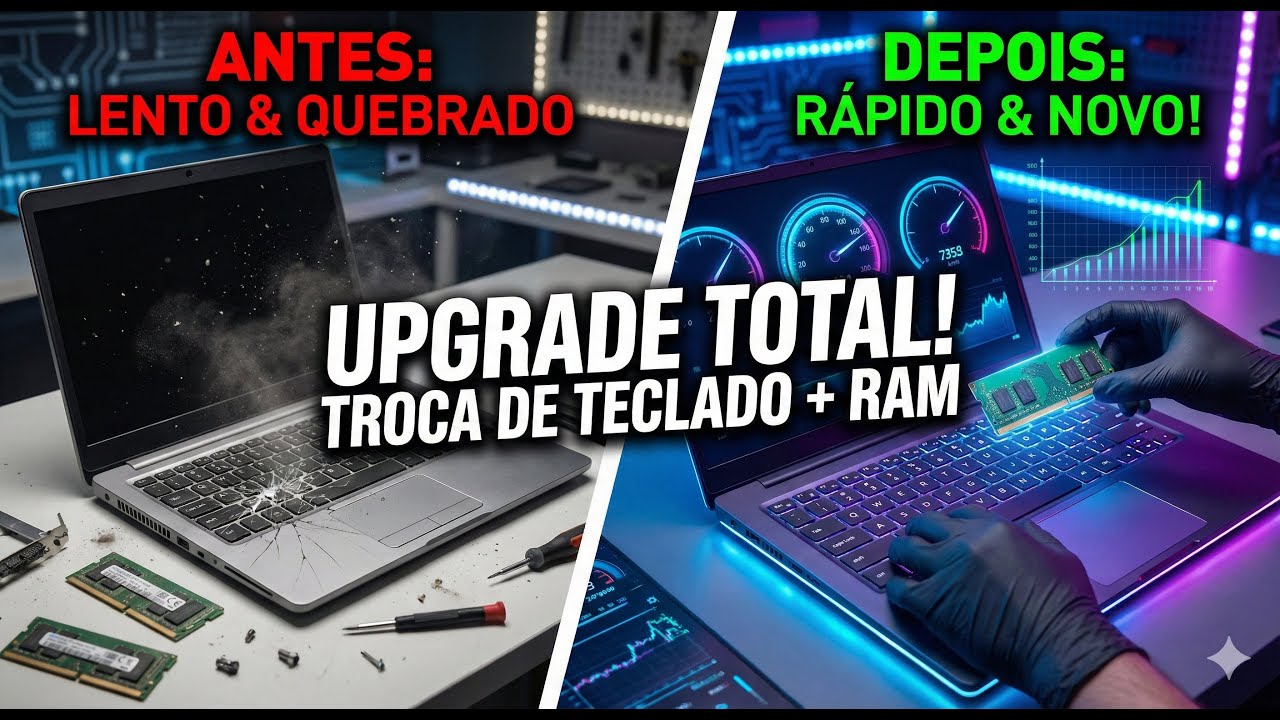 ANTES & DEPOIS: Troca de Teclado + Muita Memória RAM!