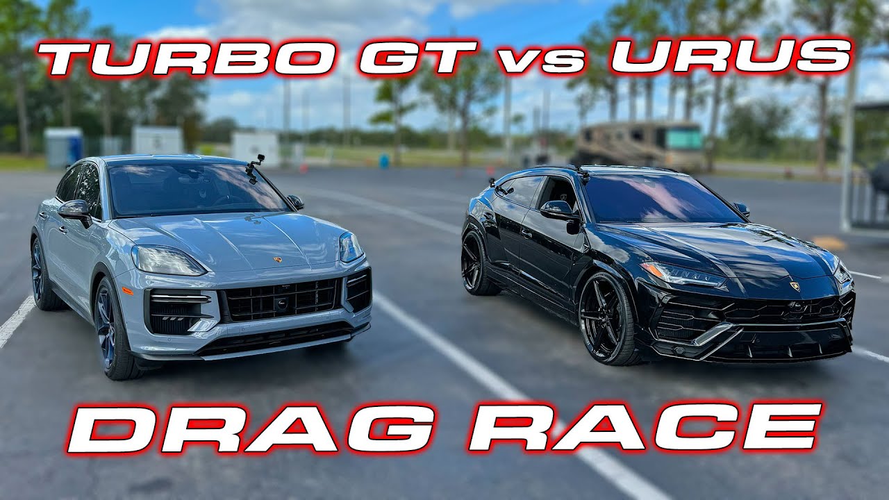 SUPER SUV SHOWDOWN *  Porsche Cayenne Turbo GT vs Lamborghini Urus 1/4 Mile Drag Race